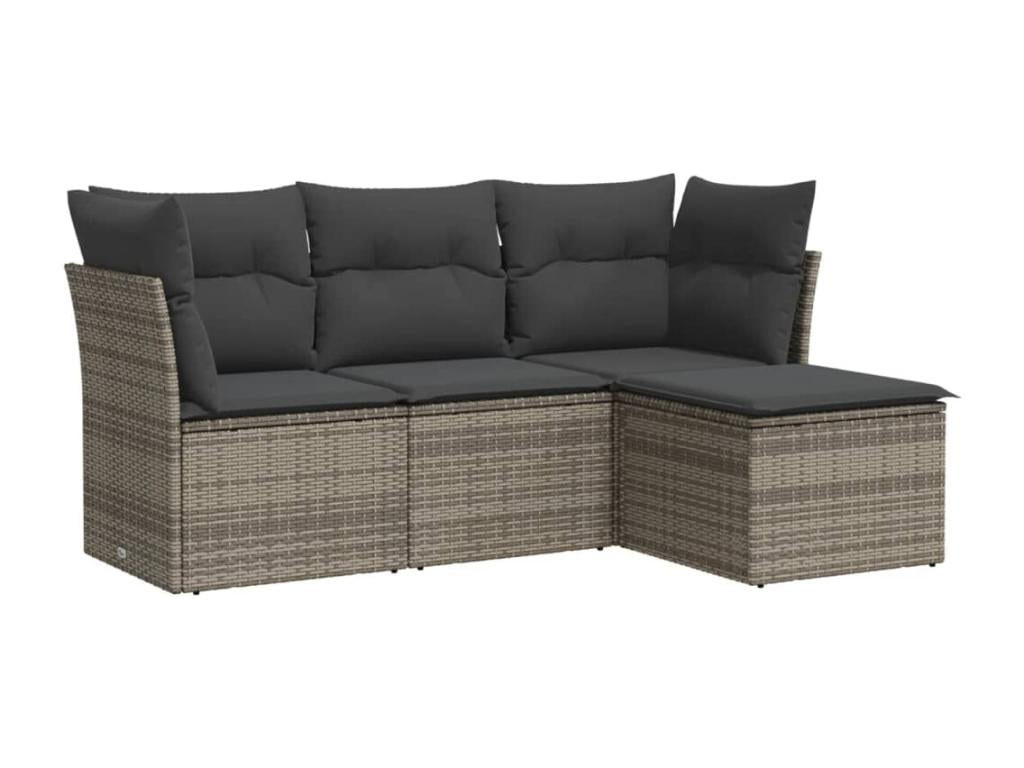 Set di mobili da esterno in vimini intrecciato in resina grigia - dlz1766567902335