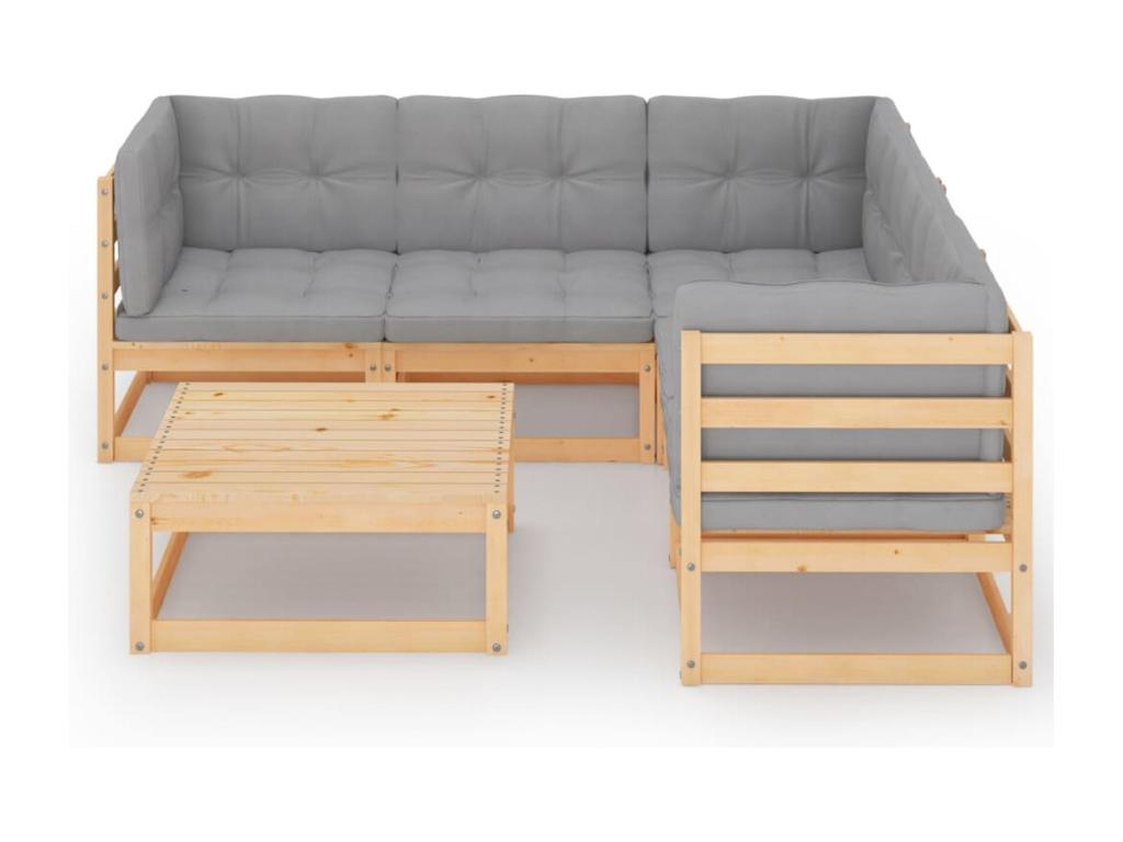 Set di mobili da esterno in legno di pino grigio - dlz1766567868308