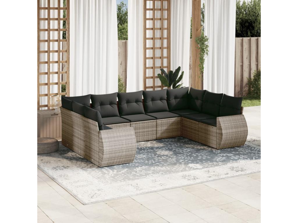 Set di mobili da esterno in vimini intrecciato in resina grigia - dlz1766567814949