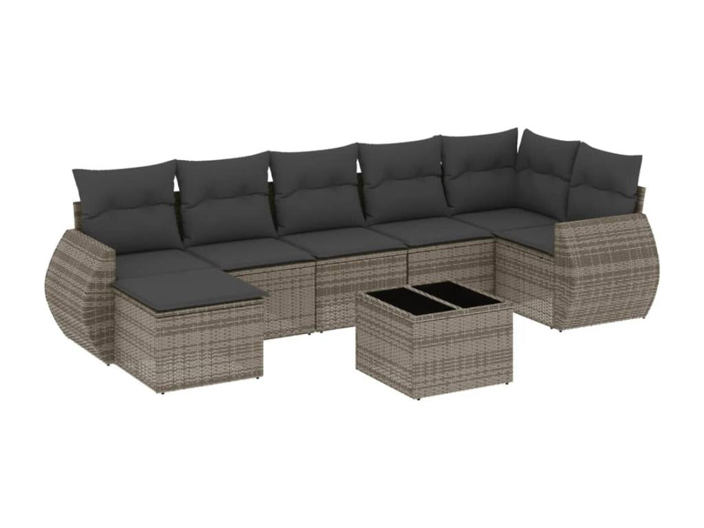 Set di mobili da esterno in vimini intrecciato in resina grigia - dlz1766567780831