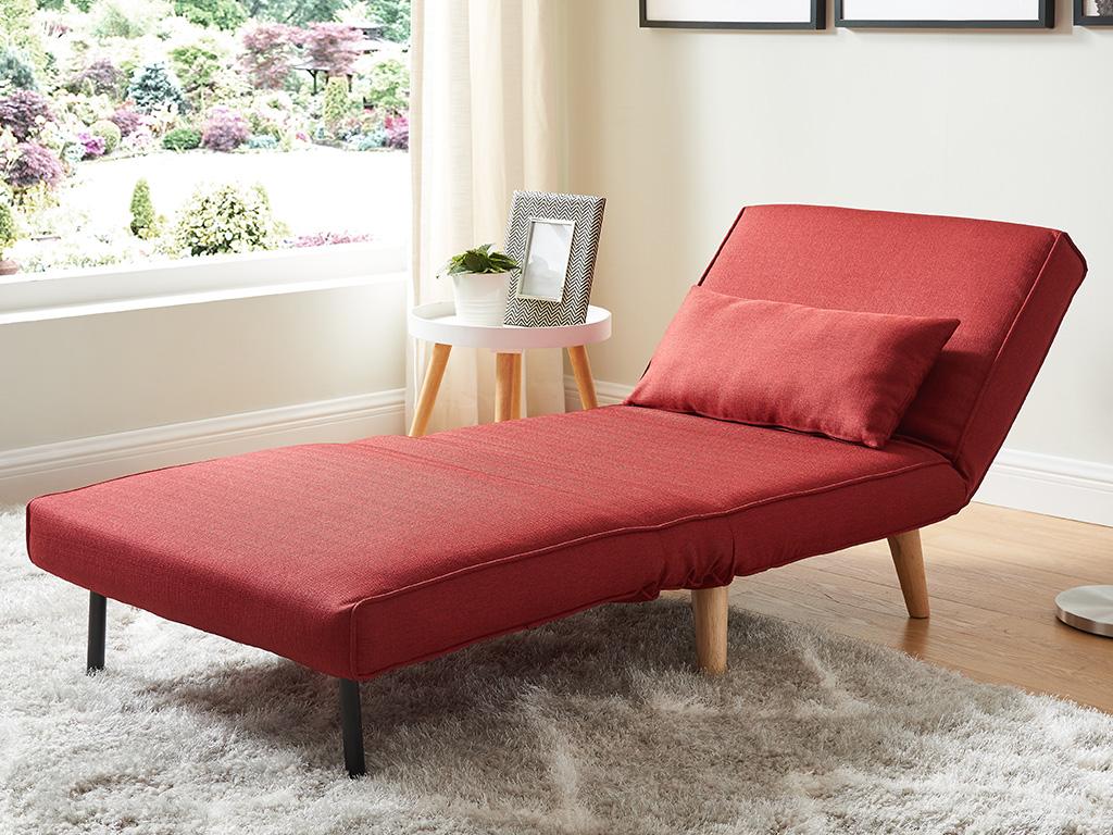 Divano letto in tessuto rosso