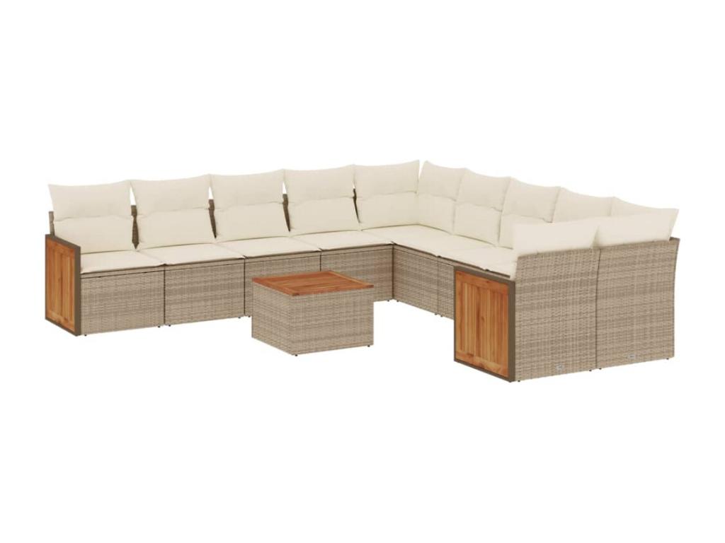 Set di mobili da esterno in vimini intrecciato in resina beige - dlz1766567723520