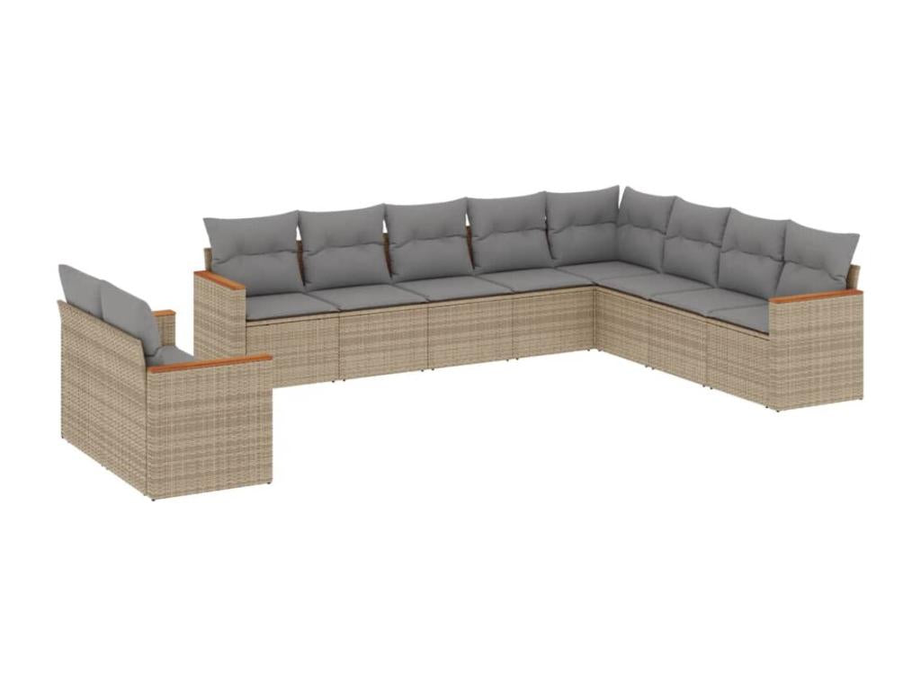 Set di mobili da esterno in vimini intrecciato in resina beige - dlz1766568606282