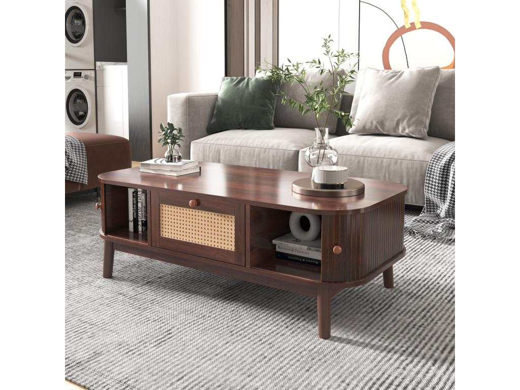 Tavolino da caffè in legno massello naturale