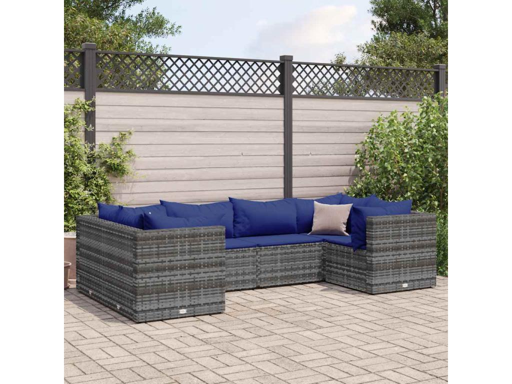 Set di mobili da esterno in vimini intrecciato in resina grigia - dlz1766567728298