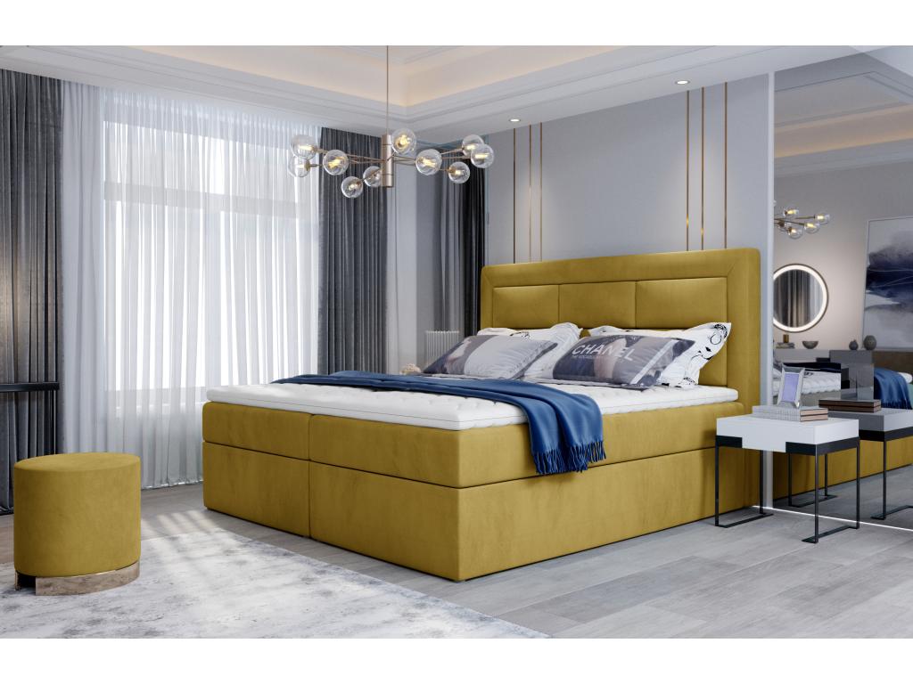 Letto in velluto giallo, 140 x 200 cm