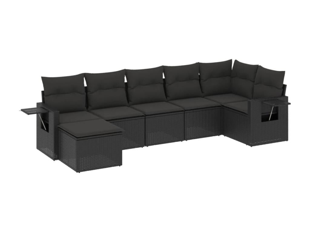 Set di mobili da esterno in vimini intrecciato in resina nera - dlz1766567887638