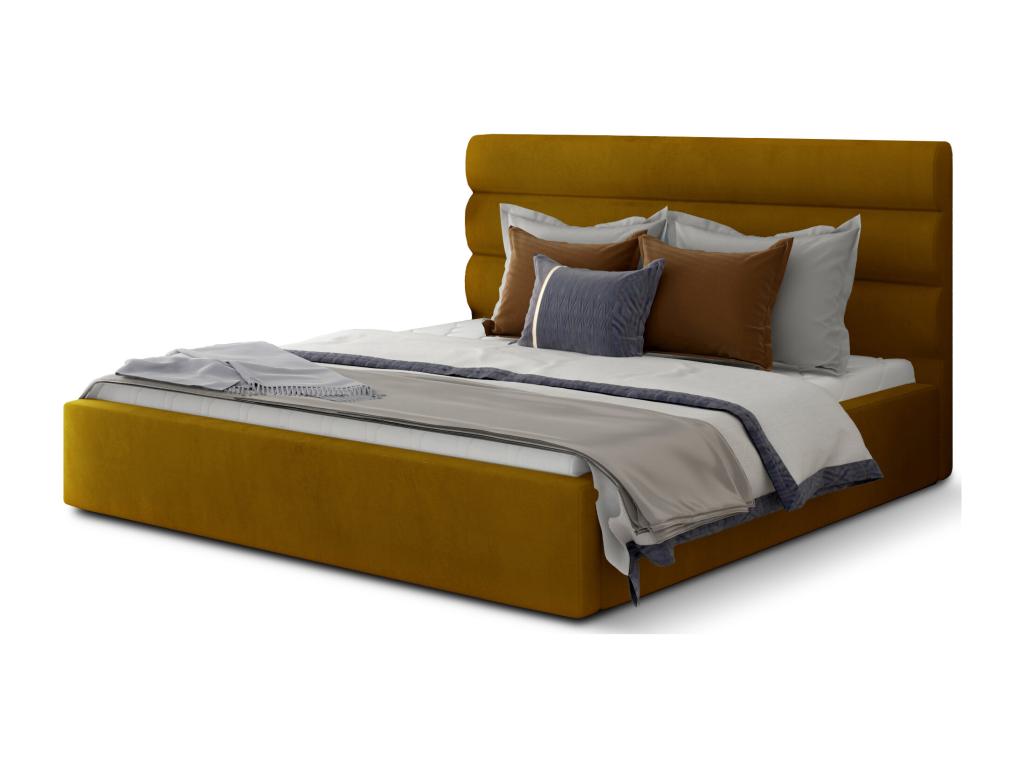 Letto in velluto giallo, 200 x 200 cm