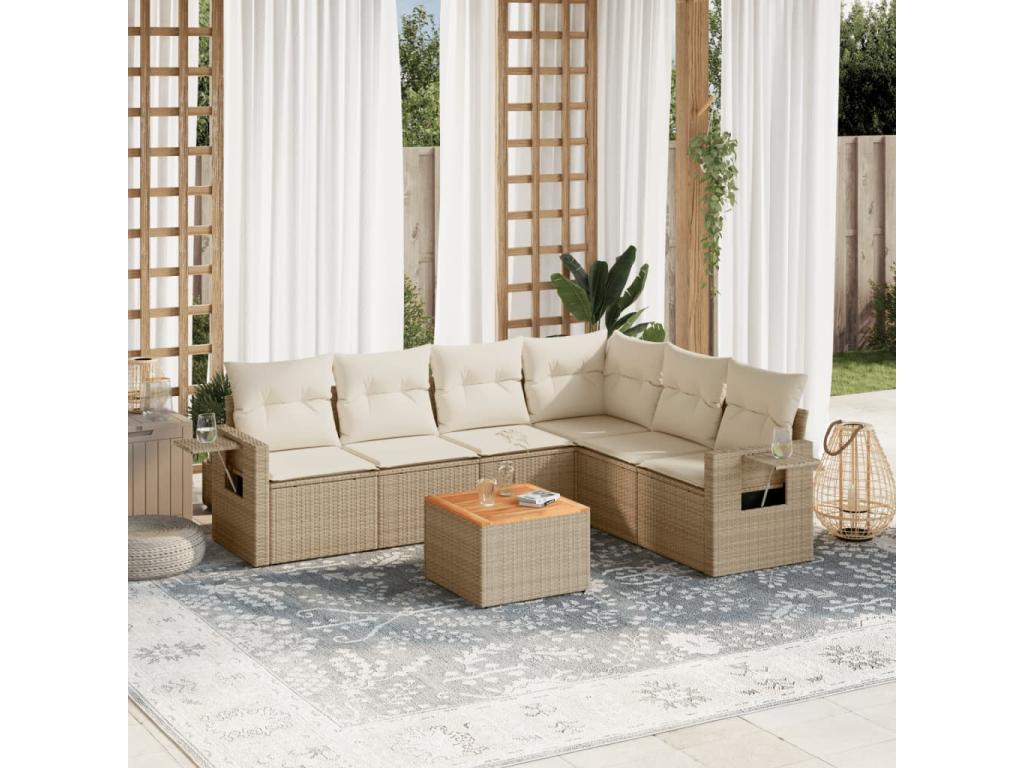 Set di mobili da esterno in vimini intrecciato in resina beige - dlz1766567753162