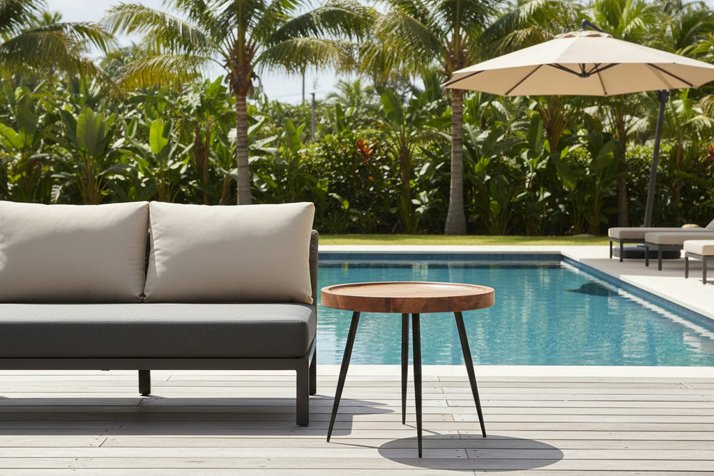 Tavolo in legno massello marrone, 46 x 40 x 46 cm