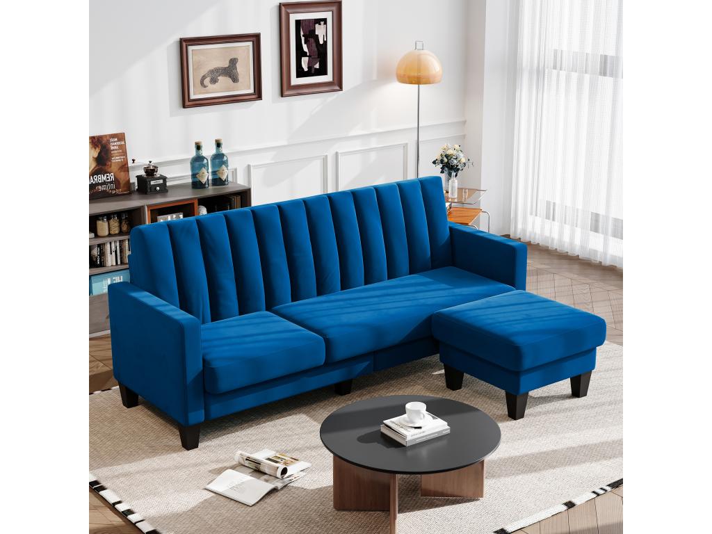 Divano letto in velluto blu