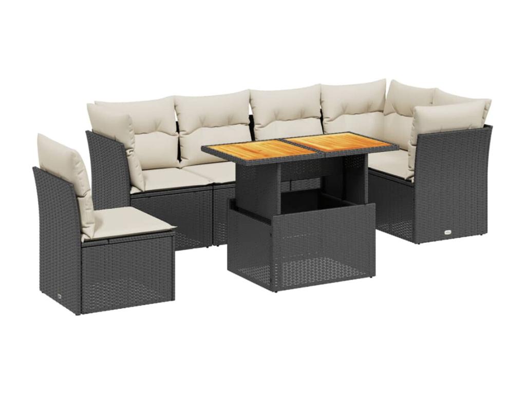 Set di mobili da esterno in vimini intrecciato in resina nera - dlz1766567719091