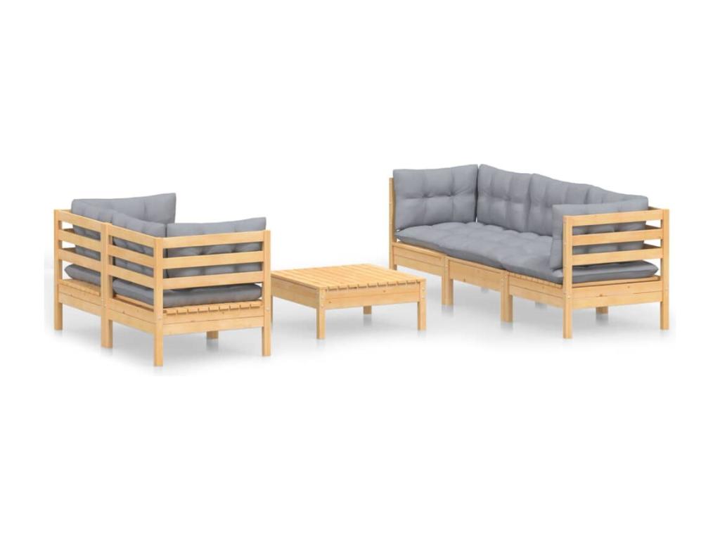 Set di mobili da esterno in legno di pino grigio - dlz1766568534498