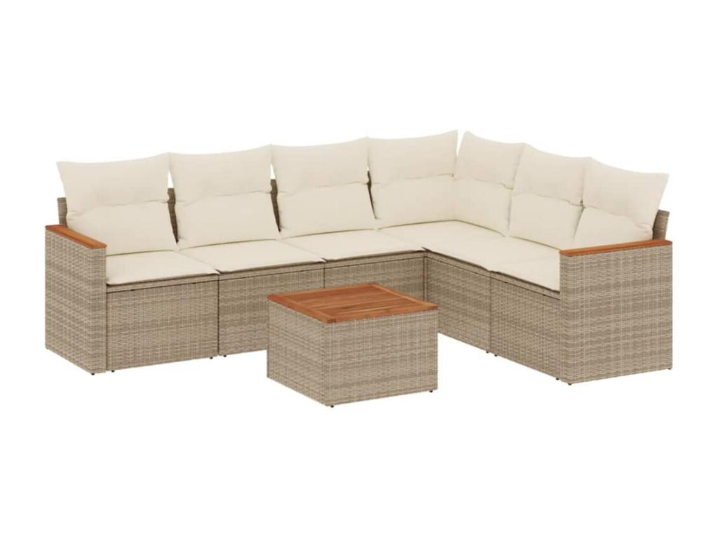 Set di mobili da esterno in vimini intrecciato in resina beige - dlz1766567857315