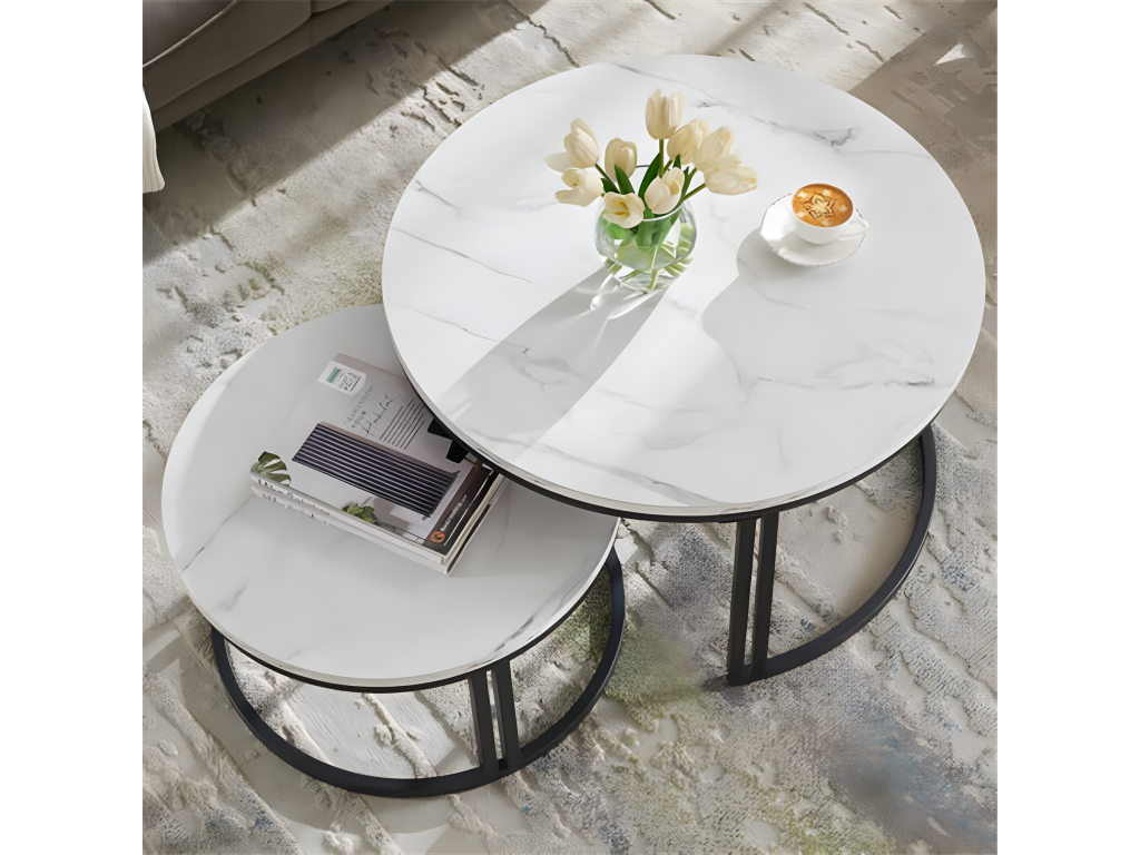 Tavolino da caffè in metallo bianco