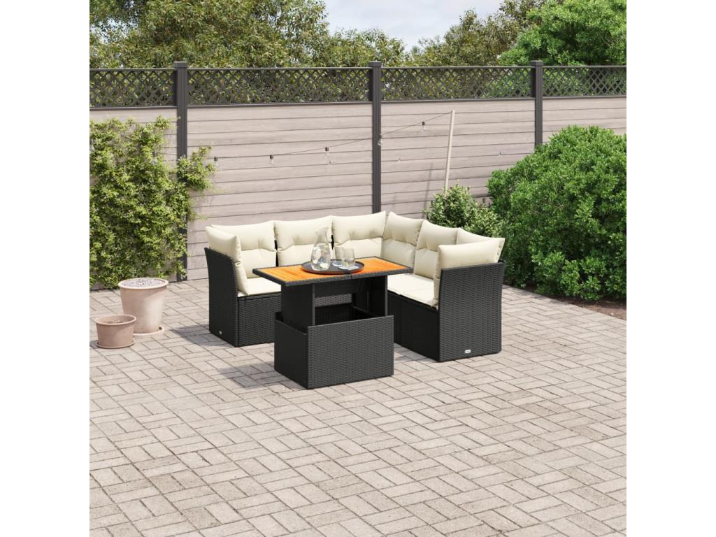 Set di mobili da esterno in vimini intrecciato in resina nera - dlz1766567771287