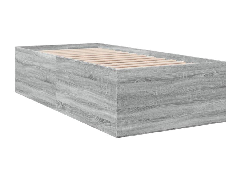 Struttura letto in legno ingegnerizzato grigio, 75 x 190 cm - dlz1766567809846