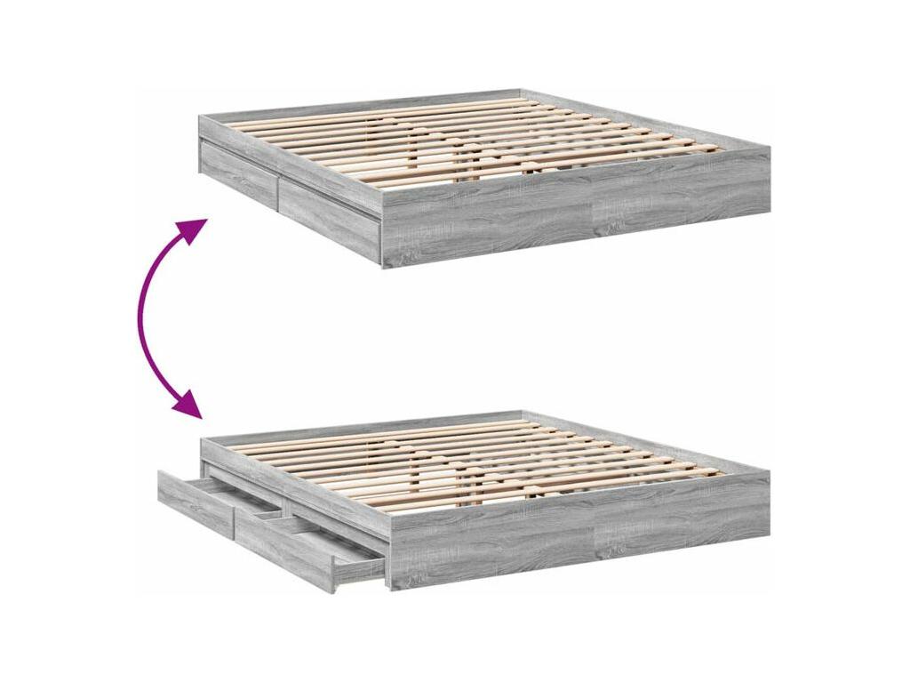 Struttura letto in legno ingegnerizzato grigio, 180 x 200 cm - dlz1766567803792