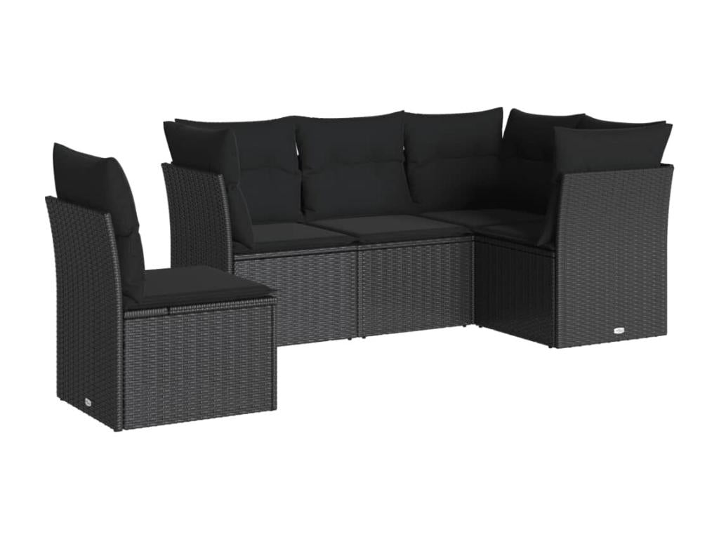Set di mobili da esterno in vimini intrecciato in resina nera - dlz1766567881501