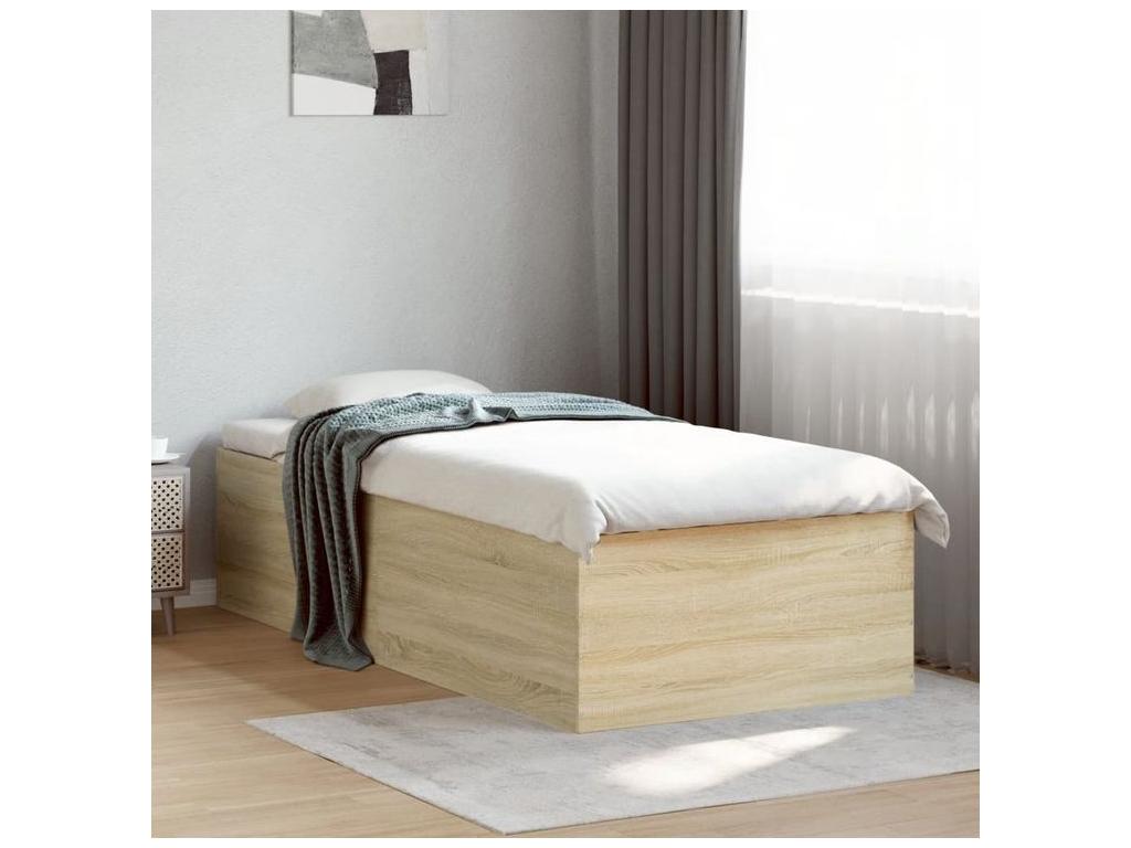 Struttura letto in legno ingegnerizzato naturale, 90 x 190 cm