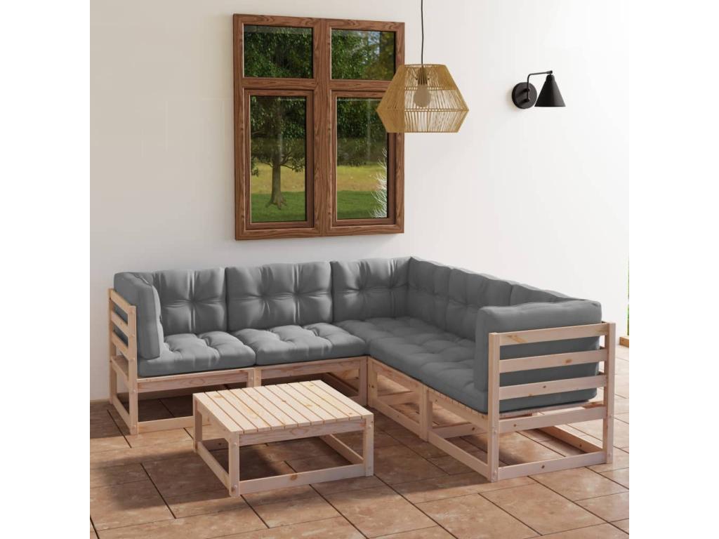 Set di mobili da esterno in legno di pino grigio - dlz1766567868308