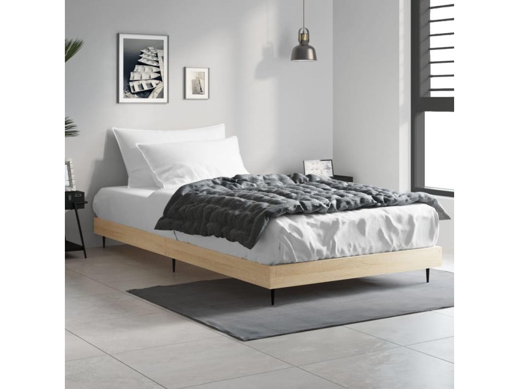 Letto in legno ingegnerizzato naturale, 90 x 190 cm