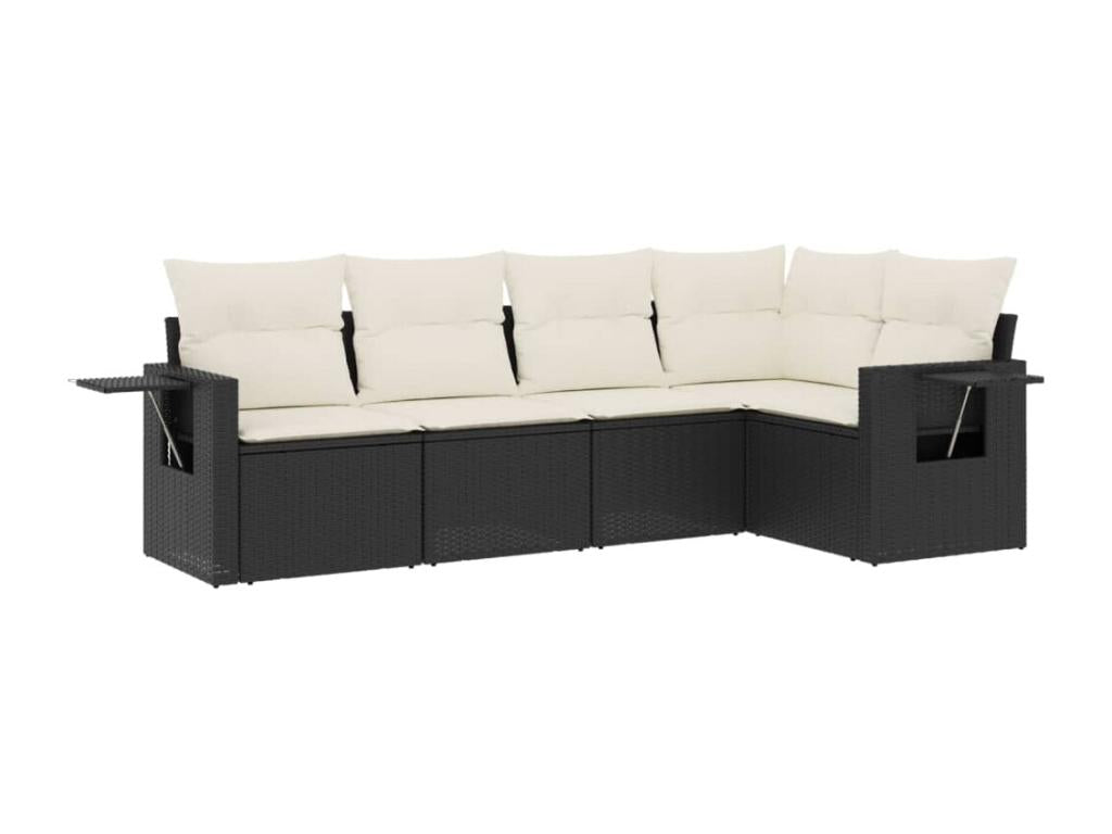 Set di mobili da esterno in vimini intrecciato in resina nera - dlz1766567872666