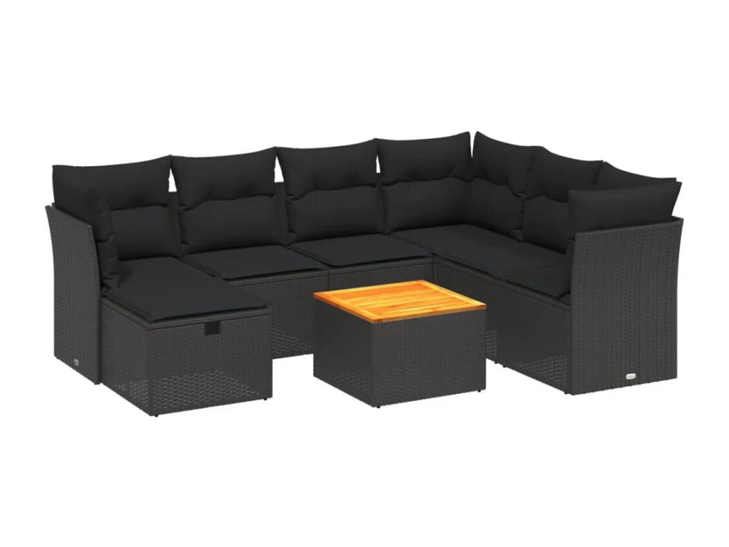 Set di mobili da esterno in vimini intrecciato in resina nera - dlz1766567791271