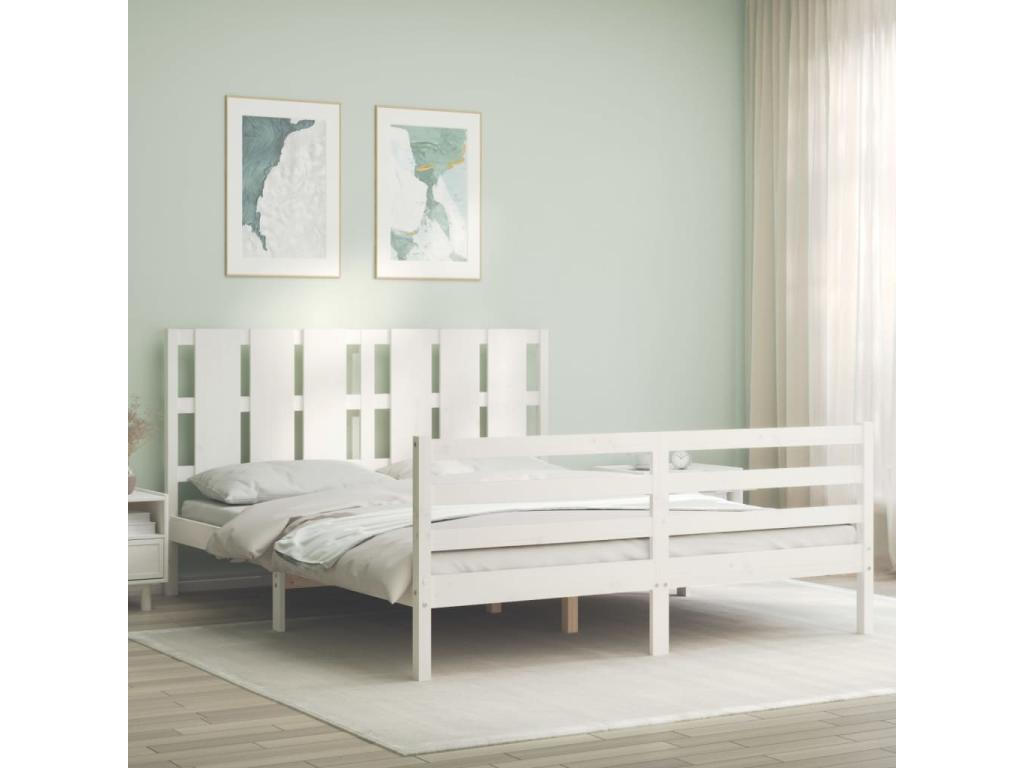 Struttura letto in legno massello bianco, 160 x 200 cm - dlz1766568614922