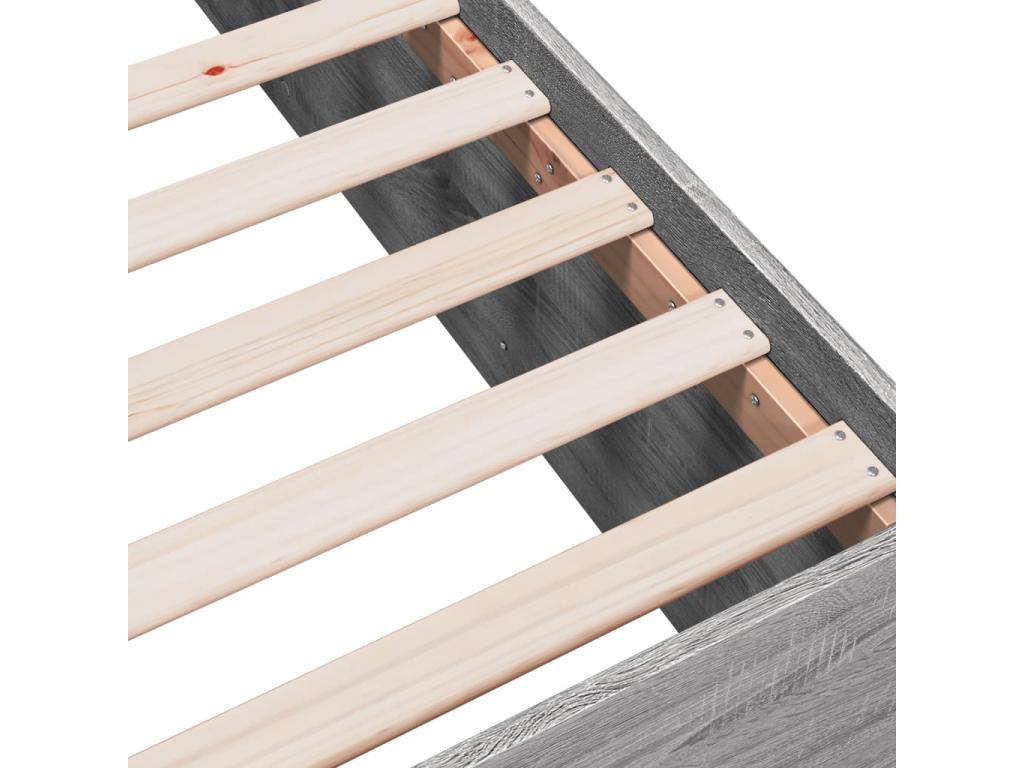 Struttura letto in legno ingegnerizzato grigio, 75 x 190 cm - dlz1766567809846