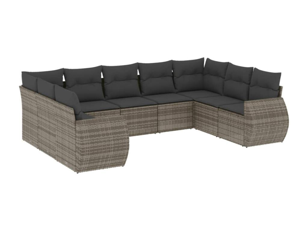 Set di mobili da esterno in vimini intrecciato in resina grigia - dlz1766567814949