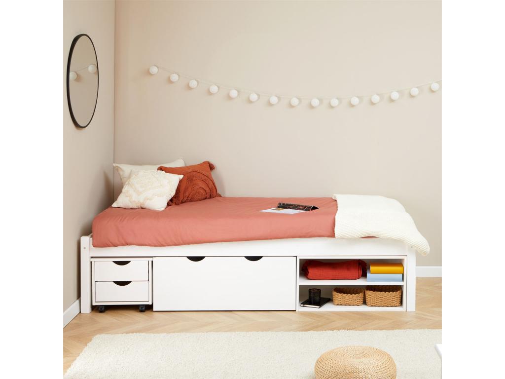 Letto in legno di pino bianco, 90 x 190 cm