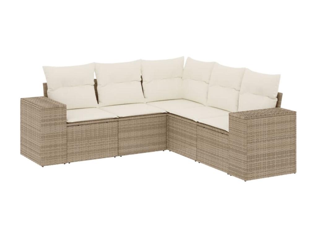 Set di mobili da esterno in vimini intrecciato in resina beige - dlz1766567855647